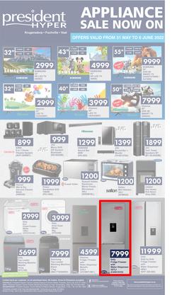 President Hyper : Appliance Sale Now On (31 May - 6 June 2022), page 1