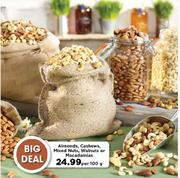 Almonds, Cashews, Mixed Nuts, Walnuts Or Macadamias-Per 100 G