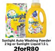 Sunlight Auto Washing Powder 2Kg Or Sunlight Liquid 1.5L-For 2