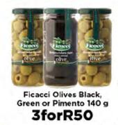 Ficacci Oilves Black Green Or Pimento-3x140g