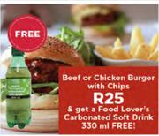 Beef  Or Chicken Burger With Chips