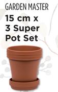 Garden Master 15cm x 3 Super Pot Set (Raw Clay)