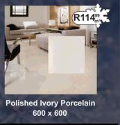 Polished Ivory Porcelain 600 x 600-Per Sqm