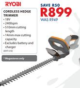 Ryobi Cordless Hedge Trimmer XHT-510