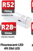 Flourescent LED 4ft Double LED Fitting 163429-5749
