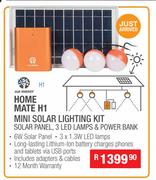 Home Mate H1 Mini Solar Lighting Kit Solar Panel, 3 LED Lamps & Power Bank
