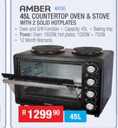Amber 45L Countertop Oven & Stove With 2 Solid Hotplates KHT45