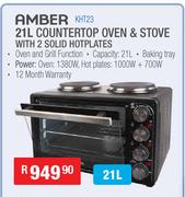 Amber 21L Countertop Oven & Stove With 2 Solid Hotplate KHT23
