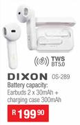 Dixon True Wireless Earbuds With Built In Rechargeable Battery & Magnetic Chaging Case OS-289