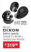 Dixon True Wireless Earbuds With Built In Rechargeable Battery & Magnetic Chaging Case MS-551