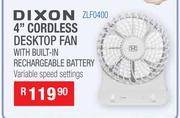 Dixon 4" Cordless Desktop Fan ZLF0400