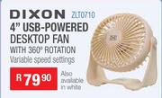 Dixon 4" USB Powered Desktop Fan ZLT0710