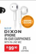 Dixon iPhone In Ear Earphones With In Line Mic MJ31/1P