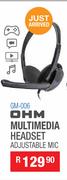 OHM Multimedia Headset Adjustable Mic GM-006