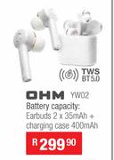 OHM True Wireless Earbuds With Built In Rechargeable Battery & Magnetic Chaging Case YW02