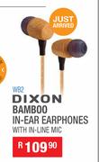 Dixon Bamboo In Ear Earphones With In Line Mic WB2