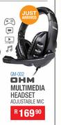 OHM Multimedia Headset Adjustable Mic GM-002