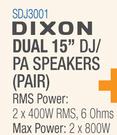 Dixon Dual 15" DJ/PA Speakers(Pair) SDJ3001