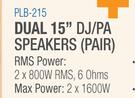 DXN Pro Dual 15" DJ/PA Speakers (Pair) PLB-215