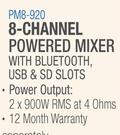 DXN Pro 8 Channel Powered Mixer With Bluetooth,USB & SD Slots PM8-920