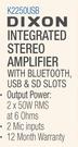 Dixon Integrated Stereo Amplifier With Bluetooth, USB & SD Slots K2250USB