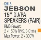 Jebson 15" DJ/PA Speakers (Pair) SH15