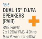 DXN Pro Dual 15" DJ/PA Speakers (Pair) F215