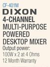Dixon 4 Channel Multi Purpose Powered Desktop Mixer CF-401M