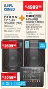 Dixon 15" DJ/PA Speakers (Pair) SDJ1501+ DXN Pro 4 Channel Powered Mixer PX4-170