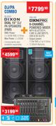 Dixon Dual 15" DJ/PA Speakers (Pair) SDJ3001 + DXN Pro DJ/PA 8 Channel Powered Mixer PXB300