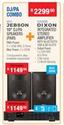 Jebson 10" DJ/PA Speakers (Pair) SH10 + Dixon Integrated Stereo Amplifier K2250USB