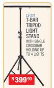 T-Bar Tripod Light Stand With Single Crossbar Holding Up To 4 Lights LS-201