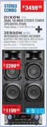 Dixon Dual 10" Stereo Tower Speakers (Pair) E210 + Jebson Integrated Stereo Receiver BN-308C
