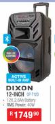 Dixon 12" Trolley Speaker With Integrated Handle & Wheels OP-T12D