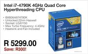 Intel i7-4790K 4GHz Quad Core Hyperthreading CPU BX80646I4790K