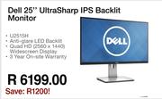 Dell 25" Ultra Sharp IPS Backlit Monitor U2515H