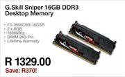 G.Skill Sniper 16GB DDR3 Desktop Memory F3-1866C9D-16GSR
