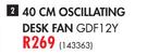 Goldair 40cm Oscillating Desk Fan