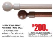 34mm Rod & Track With Free Finial Balls-Each