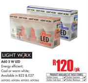 Light Worx A60 5W LED-Per pk