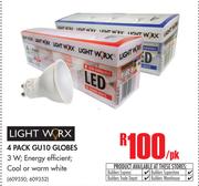 Light Worx 4 Pack GU10 Globes-Per pk