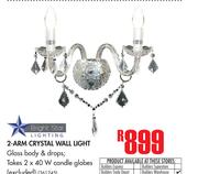 Bright Star 2-Arm Crystal Wall Light
