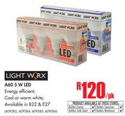Light Worx A60 5W LED-Per pk
