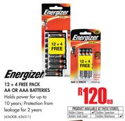 Energizer 12 + 4 Free Pack AA Or AAA Batteries-Each