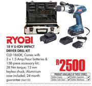 Ryobi  18V Li-Ion Impact Driver Drill kit