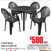 5 Piece Resin Table & Chair Set In Black-Per Set