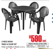 5 Piece Resin Table & Chair Set In Black-Per Set