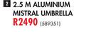 Taku 2.5m Aluminum Mistral Umbrella