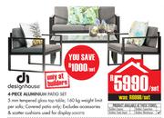Designhouse 4 Piece Aluminium Patio Set-Per Set