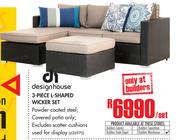 Designhouse 3 Piece L-Shaped Wicker Set-Per Set